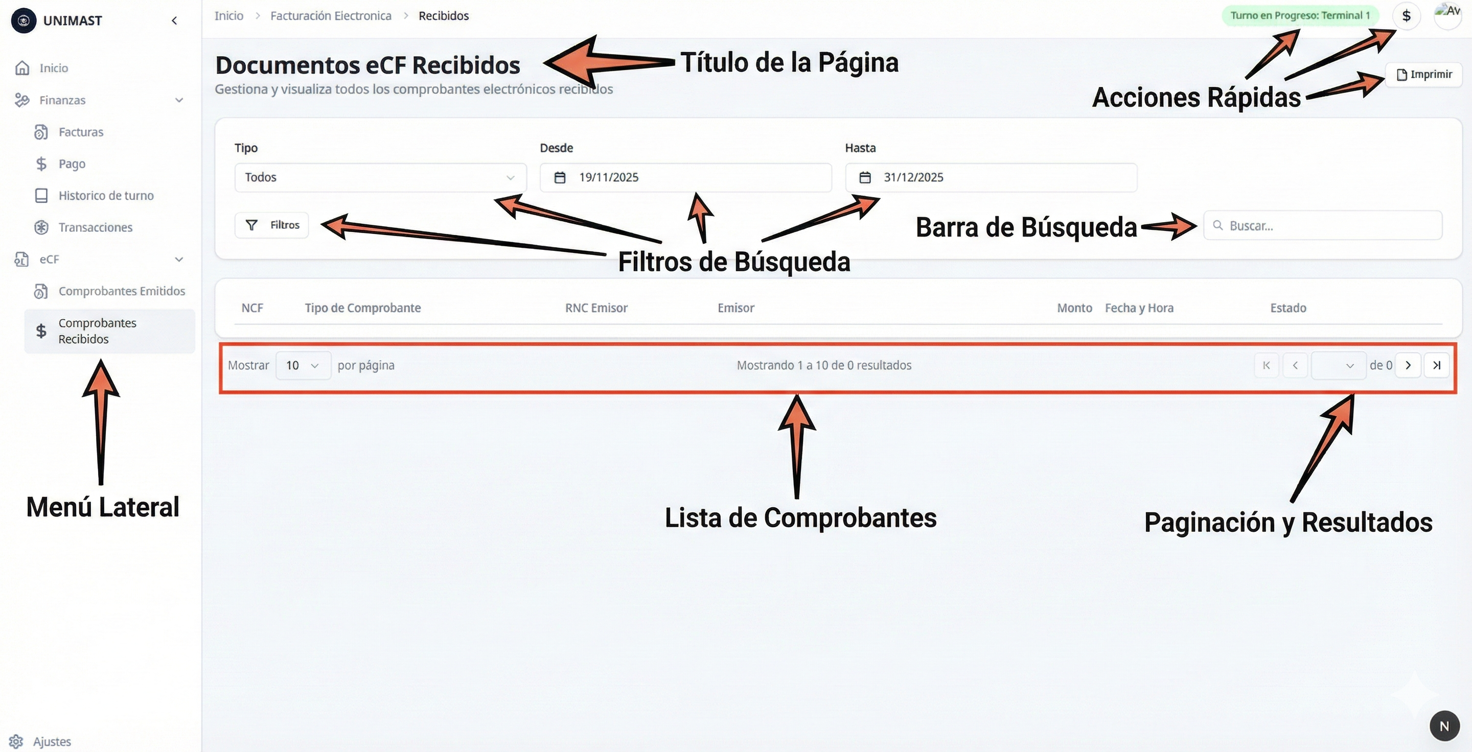 Acciones sobre eCF Recibido