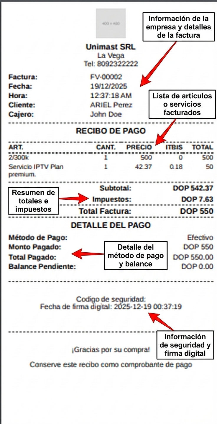 Ejemplo de Recibo de Pago