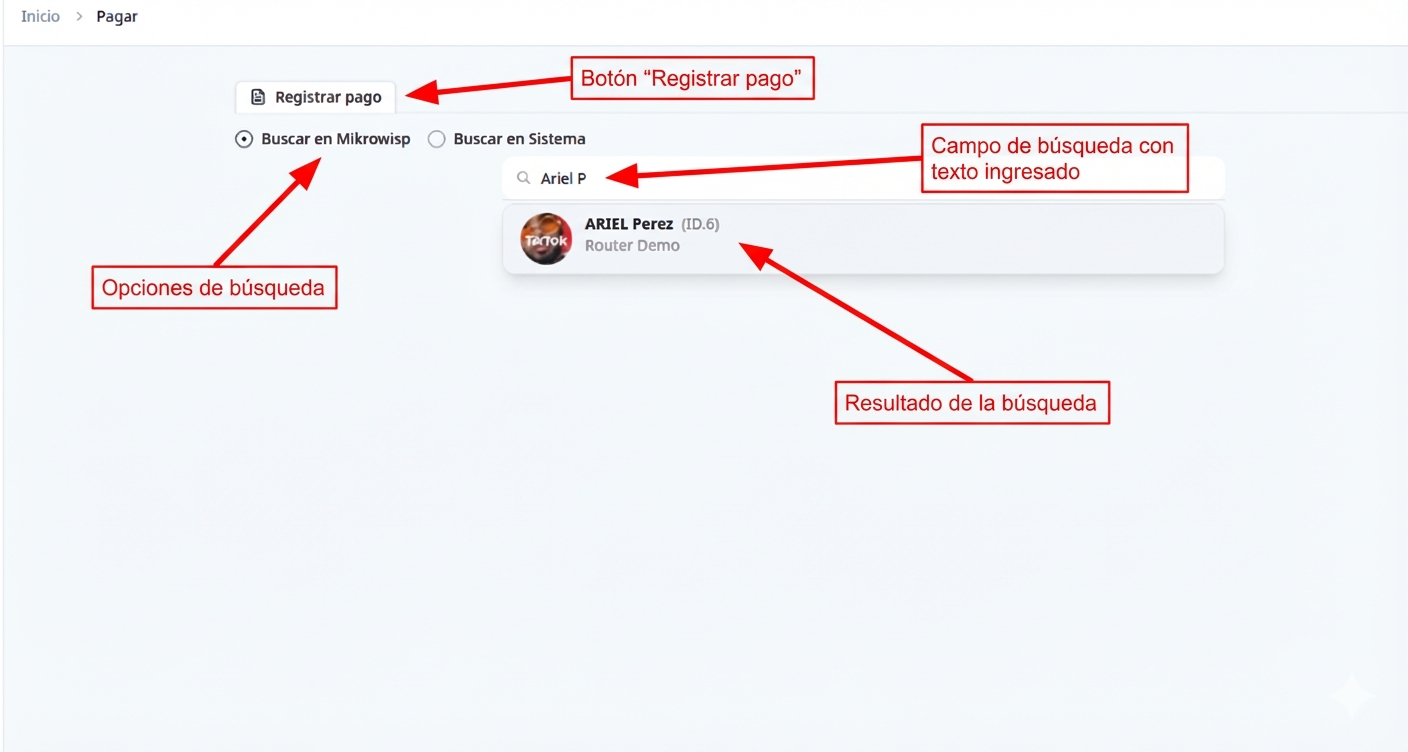 Búsqueda de Cliente para Pago