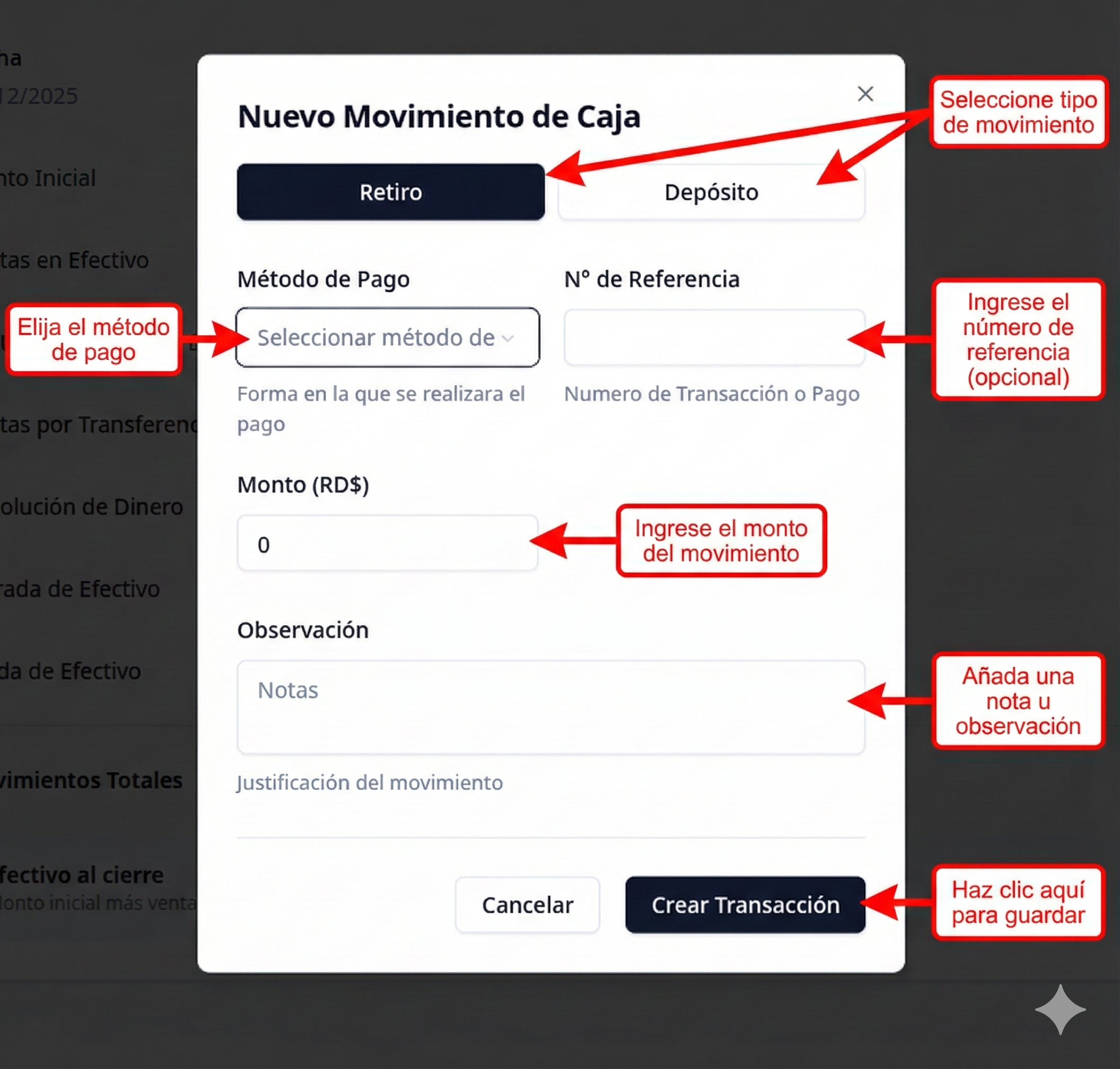 Nuevo Movimiento de Caja