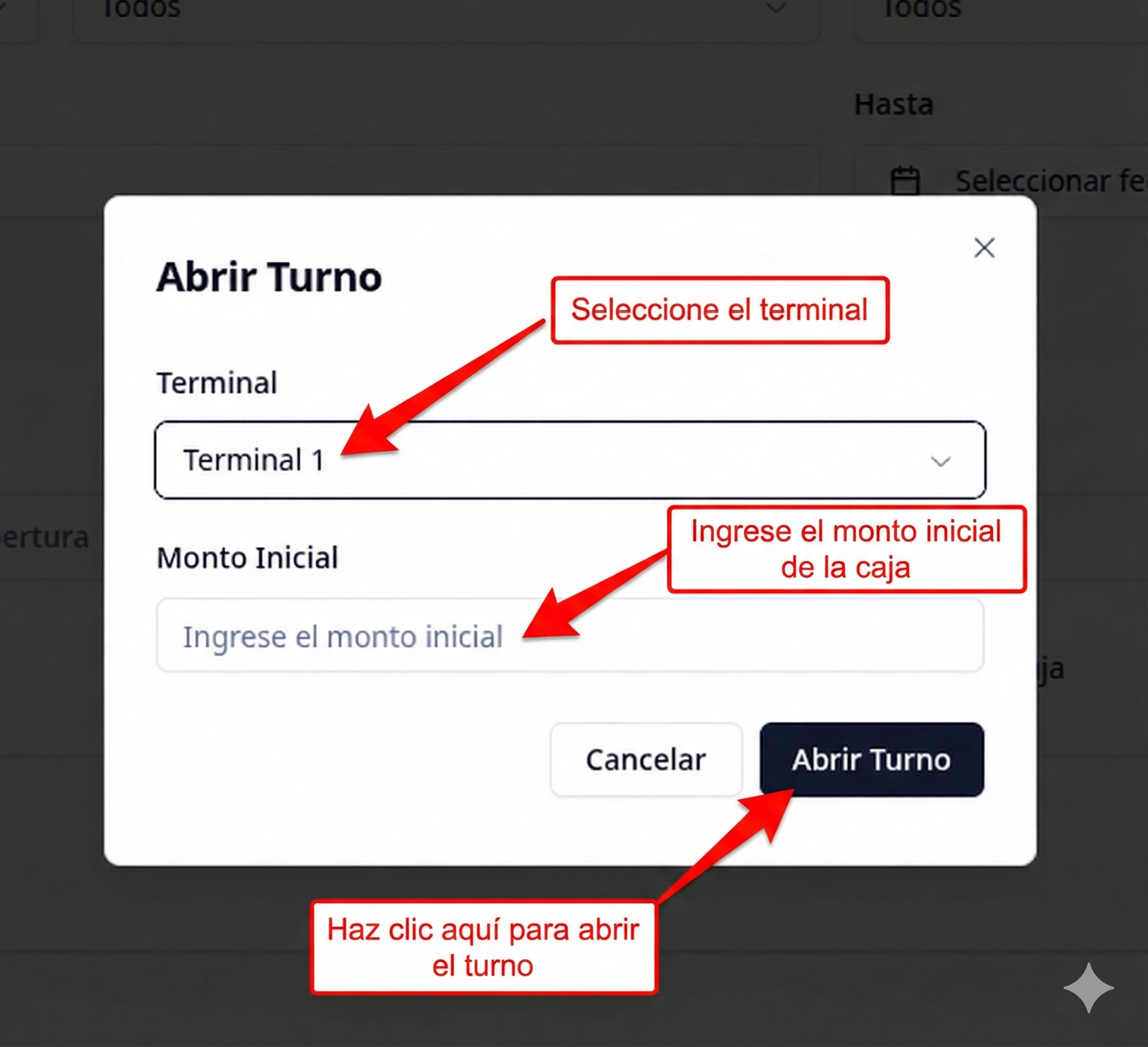 Modal de Apertura de Turno